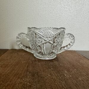 McKee Glass Company‎ Fentec Prescut EAPG Pressed Glass Open Sugar Bowl